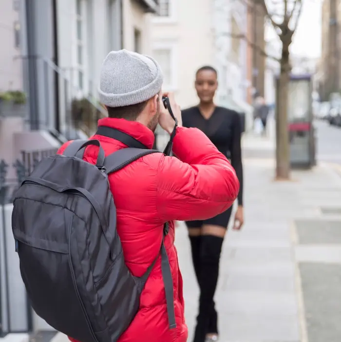 Picture of a photographer shooting model in Notting Hill